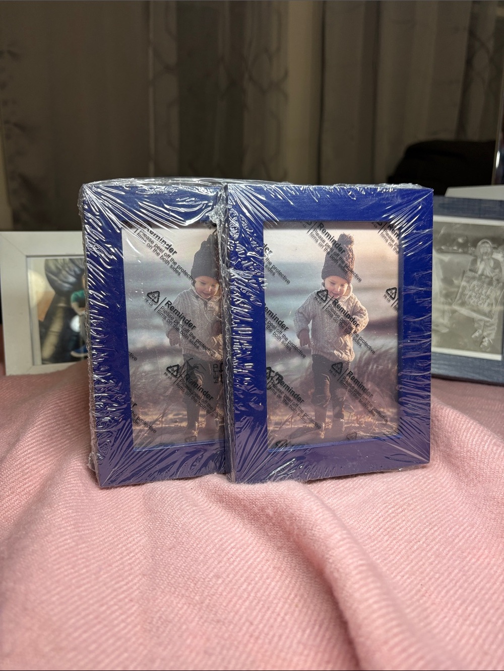 3 Royal Blue Photo Frames NEW